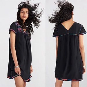 Madewell Color Stitch Silk Embroidered Dress
